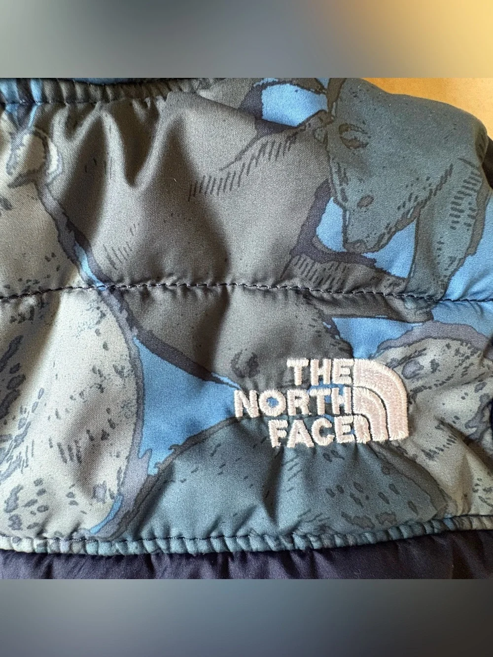 The North Face Toddler Hooded Puffer Jacket - Navy & Blue Pattern 3-6 months